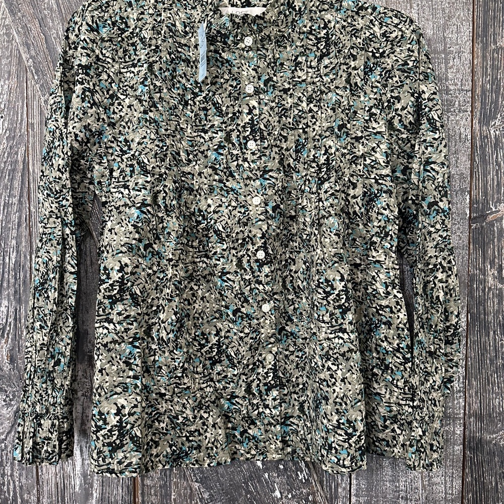 LOFT Black and Blue Button Down Shirt